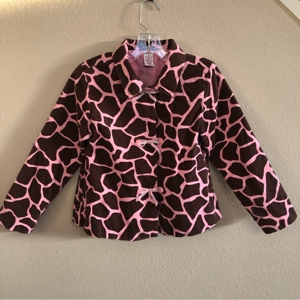Gymboree Vintage Girls Velveteen Giraffe Club Spotted Jacket Coat Size 8